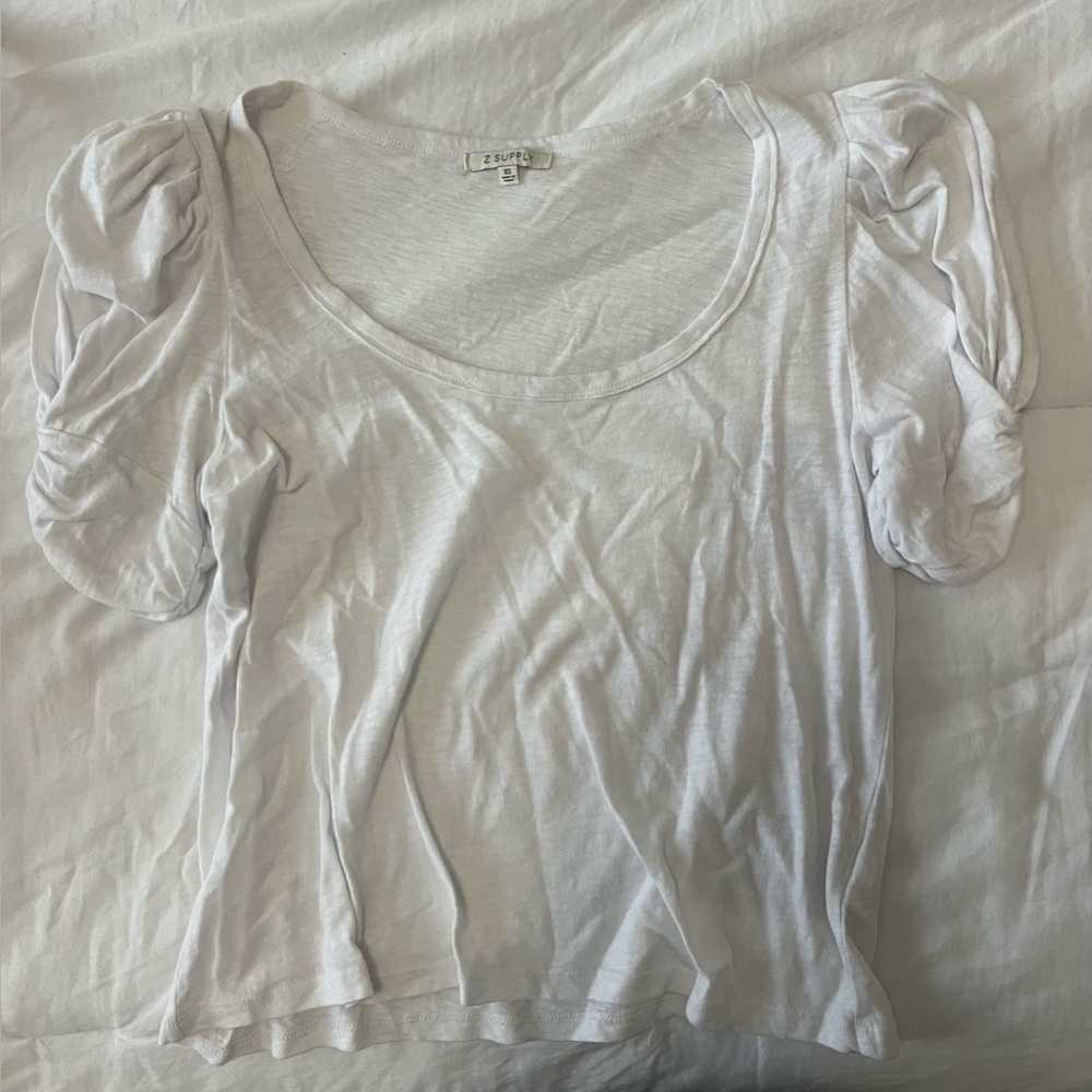 Z Supply White Puff Sleeve Tee